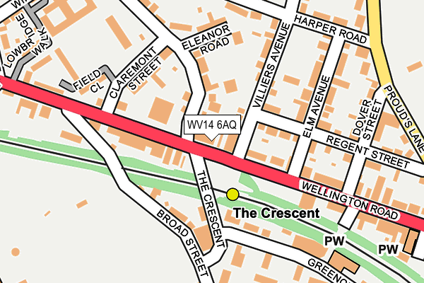 WV14 6AQ map - OS OpenMap – Local (Ordnance Survey)