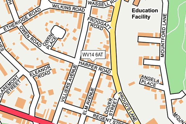 WV14 6AT map - OS OpenMap – Local (Ordnance Survey)