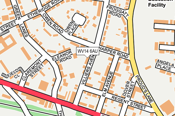 WV14 6AU map - OS OpenMap – Local (Ordnance Survey)