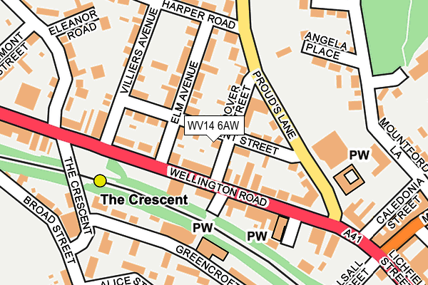 WV14 6AW map - OS OpenMap – Local (Ordnance Survey)