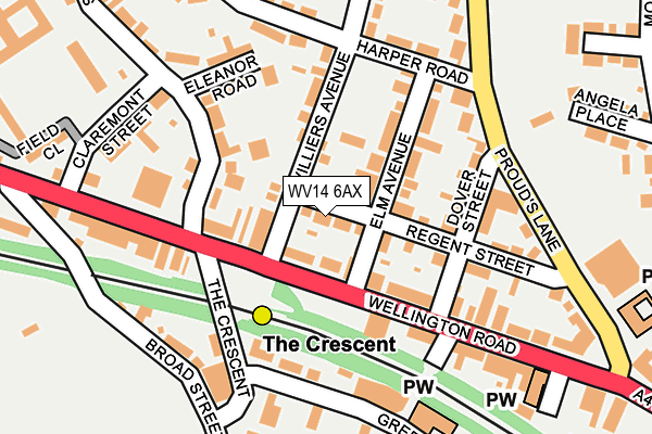 WV14 6AX map - OS OpenMap – Local (Ordnance Survey)