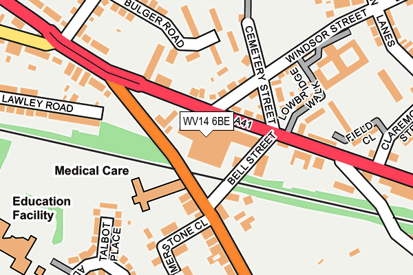 WV14 6BE map - OS OpenMap – Local (Ordnance Survey)