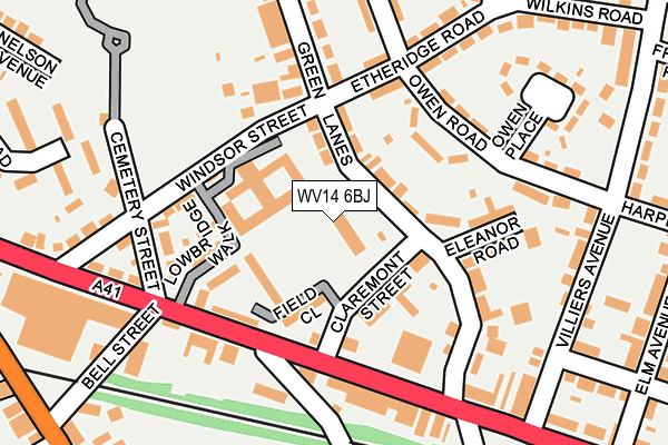 WV14 6BJ map - OS OpenMap – Local (Ordnance Survey)