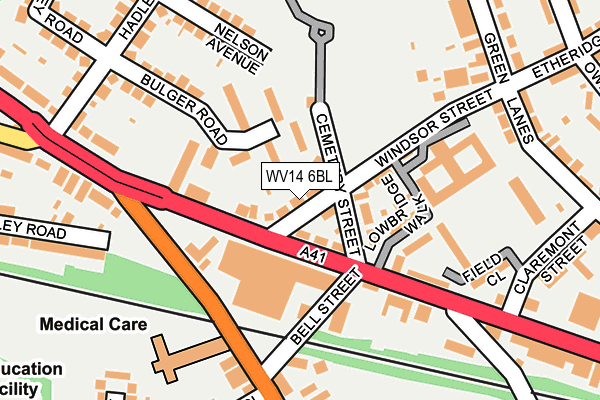 WV14 6BL map - OS OpenMap – Local (Ordnance Survey)