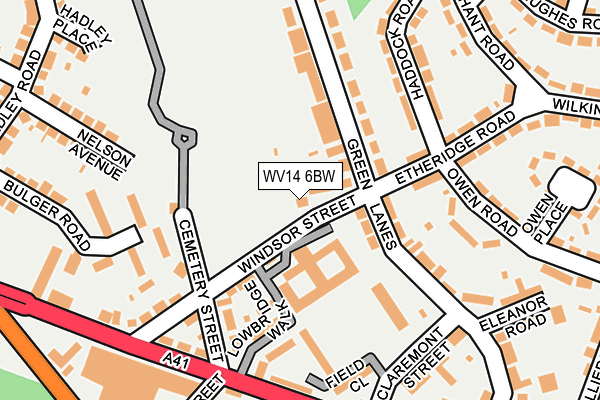 WV14 6BW map - OS OpenMap – Local (Ordnance Survey)