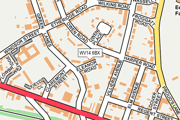 WV14 6BX map - OS OpenMap – Local (Ordnance Survey)