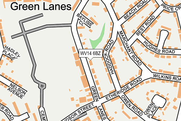 WV14 6BZ map - OS OpenMap – Local (Ordnance Survey)