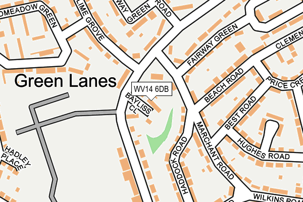 WV14 6DB map - OS OpenMap – Local (Ordnance Survey)