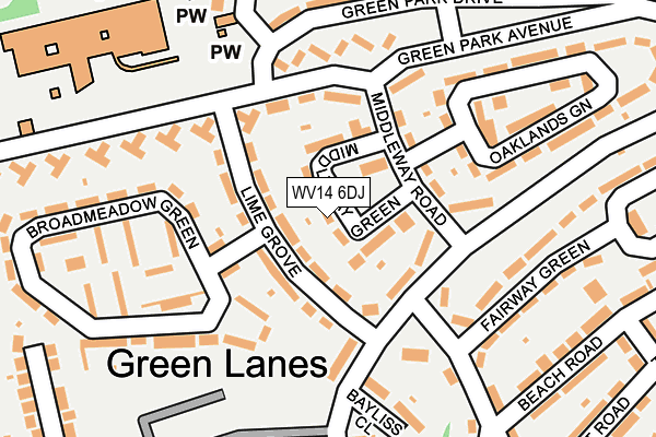 WV14 6DJ map - OS OpenMap – Local (Ordnance Survey)