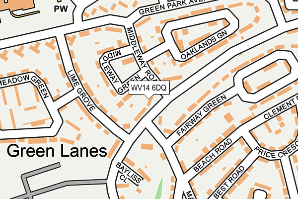 WV14 6DQ map - OS OpenMap – Local (Ordnance Survey)