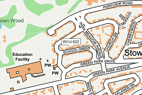 WV14 6DZ map - OS OpenMap – Local (Ordnance Survey)