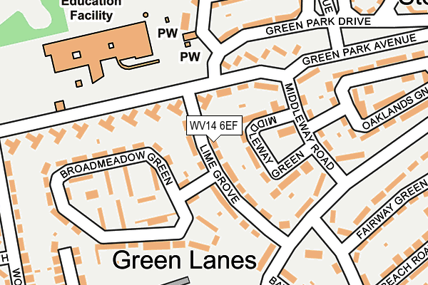 WV14 6EF map - OS OpenMap – Local (Ordnance Survey)