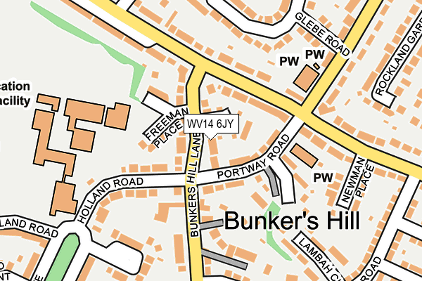 WV14 6JY map - OS OpenMap – Local (Ordnance Survey)