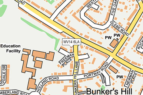 WV14 6LA map - OS OpenMap – Local (Ordnance Survey)