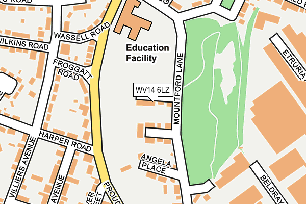 WV14 6LZ map - OS OpenMap – Local (Ordnance Survey)