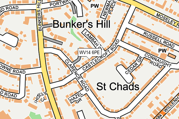 WV14 6PE map - OS OpenMap – Local (Ordnance Survey)