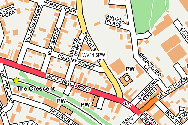 WV14 6PW map - OS OpenMap – Local (Ordnance Survey)