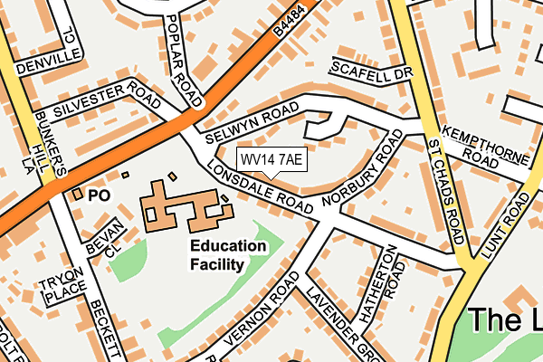 WV14 7AE map - OS OpenMap – Local (Ordnance Survey)
