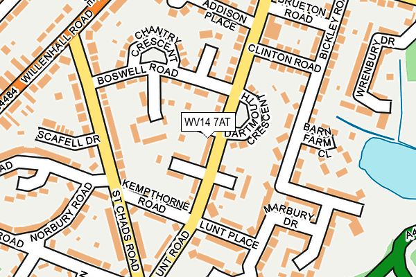 WV14 7AT map - OS OpenMap – Local (Ordnance Survey)