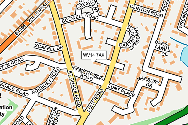 WV14 7AX map - OS OpenMap – Local (Ordnance Survey)