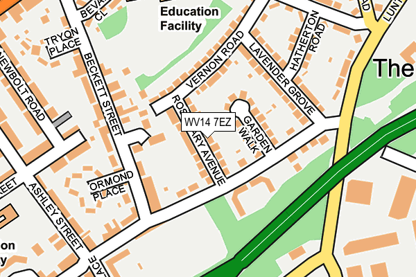 WV14 7EZ map - OS OpenMap – Local (Ordnance Survey)