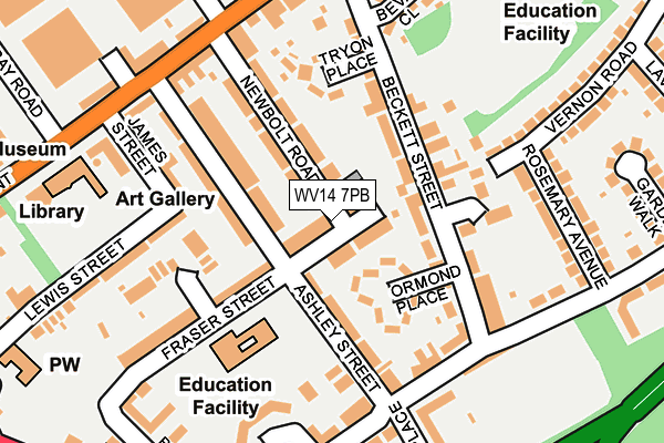 WV14 7PB map - OS OpenMap – Local (Ordnance Survey)