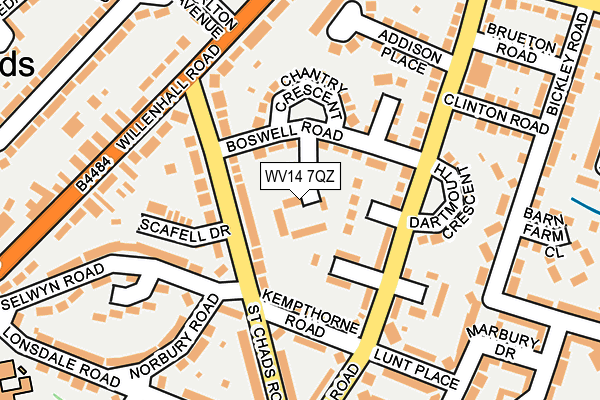 WV14 7QZ map - OS OpenMap – Local (Ordnance Survey)