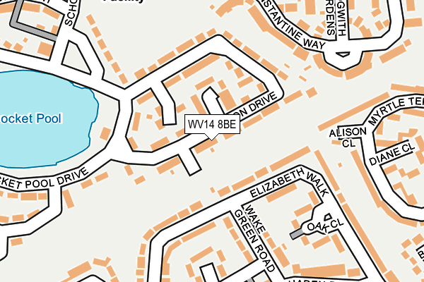 WV14 8BE map - OS OpenMap – Local (Ordnance Survey)