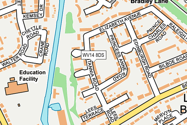 WV14 8DS map - OS OpenMap – Local (Ordnance Survey)