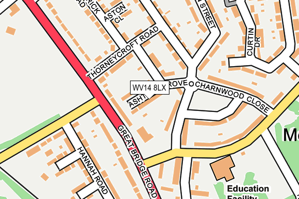 WV14 8LX map - OS OpenMap – Local (Ordnance Survey)