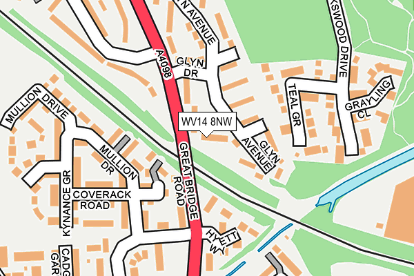 WV14 8NW map - OS OpenMap – Local (Ordnance Survey)