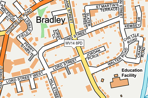 WV14 8PD map - OS OpenMap – Local (Ordnance Survey)