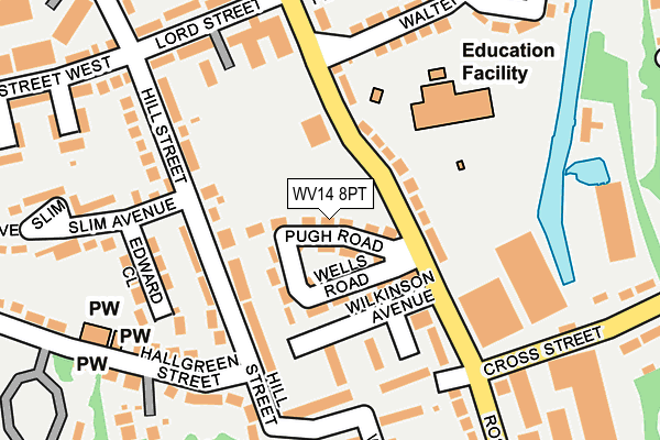 WV14 8PT map - OS OpenMap – Local (Ordnance Survey)