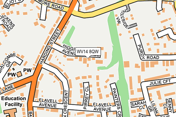 WV14 8QW map - OS OpenMap – Local (Ordnance Survey)