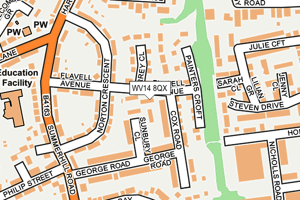 WV14 8QX map - OS OpenMap – Local (Ordnance Survey)