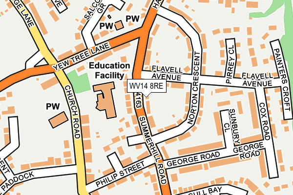 WV14 8RE map - OS OpenMap – Local (Ordnance Survey)