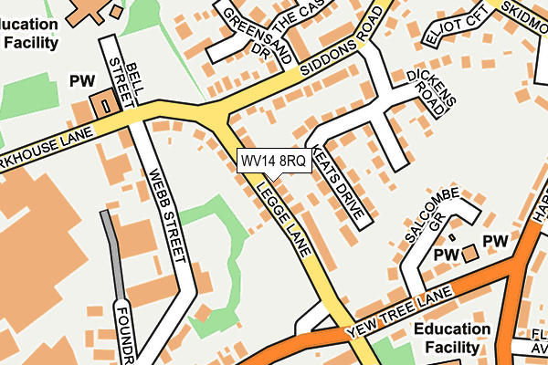 WV14 8RQ map - OS OpenMap – Local (Ordnance Survey)