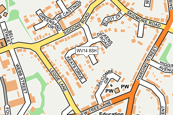 WV14 8SH map - OS OpenMap – Local (Ordnance Survey)