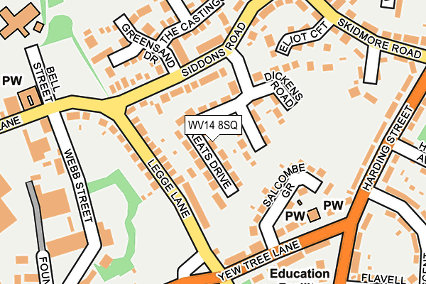 WV14 8SQ map - OS OpenMap – Local (Ordnance Survey)