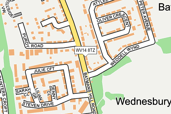 WV14 8TZ map - OS OpenMap – Local (Ordnance Survey)