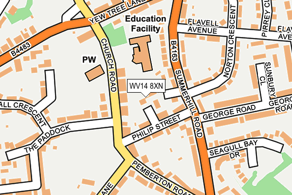WV14 8XN map - OS OpenMap – Local (Ordnance Survey)