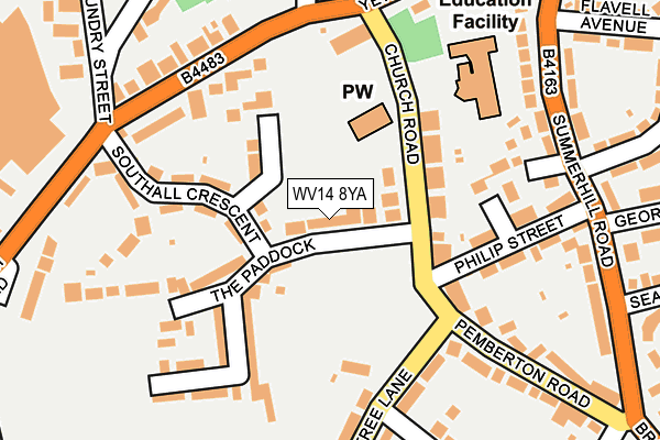 WV14 8YA map - OS OpenMap – Local (Ordnance Survey)