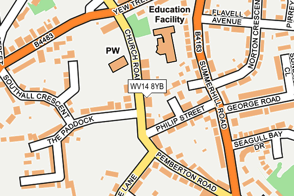 WV14 8YB map - OS OpenMap – Local (Ordnance Survey)