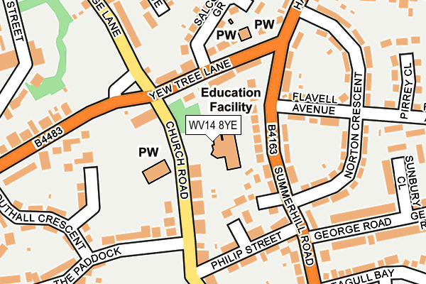 WV14 8YE map - OS OpenMap – Local (Ordnance Survey)