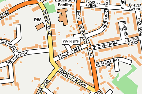 WV14 8YF map - OS OpenMap – Local (Ordnance Survey)