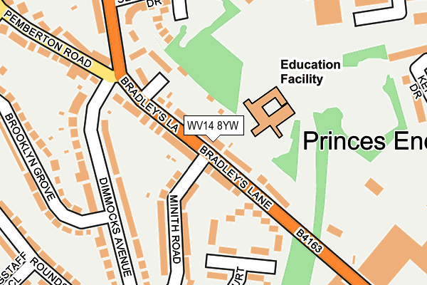 WV14 8YW map - OS OpenMap – Local (Ordnance Survey)