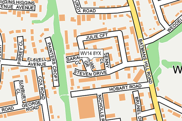 WV14 8YX map - OS OpenMap – Local (Ordnance Survey)