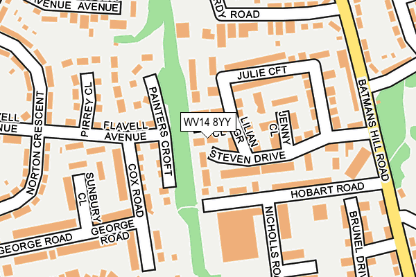 WV14 8YY map - OS OpenMap – Local (Ordnance Survey)