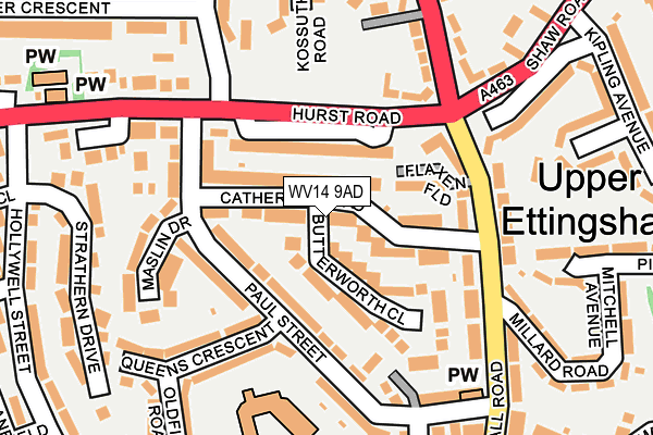 WV14 9AD map - OS OpenMap – Local (Ordnance Survey)
