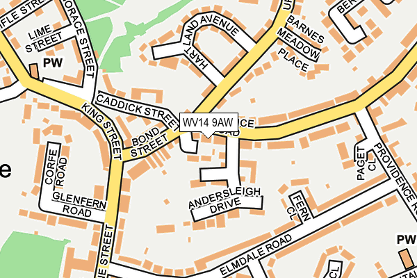 WV14 9AW map - OS OpenMap – Local (Ordnance Survey)